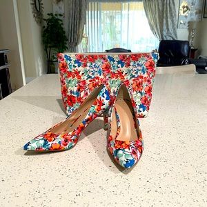 Kelly & Katie floral heels and bag